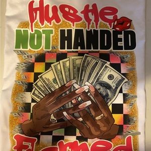 White shirt sleeve graphic tee made by myself